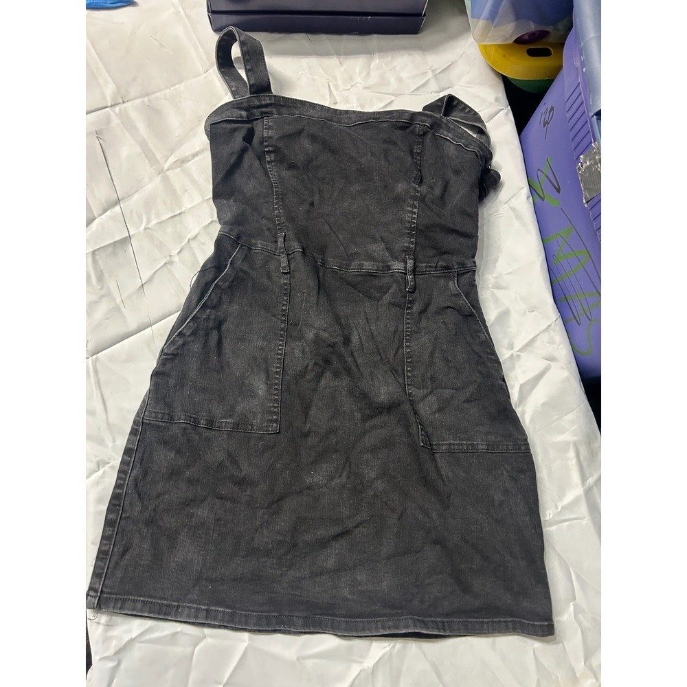Hollister Denim Dress Women's Size L Gray Sleeveless Pinafore Jumper Casual